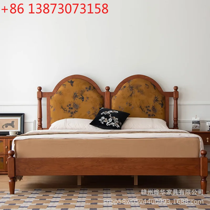 

Средневековая кровать размера «queen-size» из ясеня, двуспальная кровать в главной спальне, американская спальня, 1,8 метра, кровать размера «queen-size» 1,5 метра