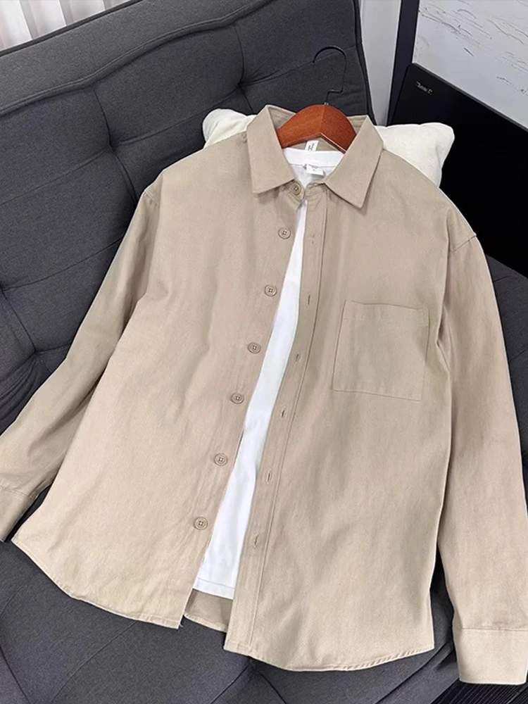 

Японская мужская одежда из чистого хлопка Sle y Long Sve, осенняя новая свободная рабочая одежда Cleanfit, цветная молодежная мода