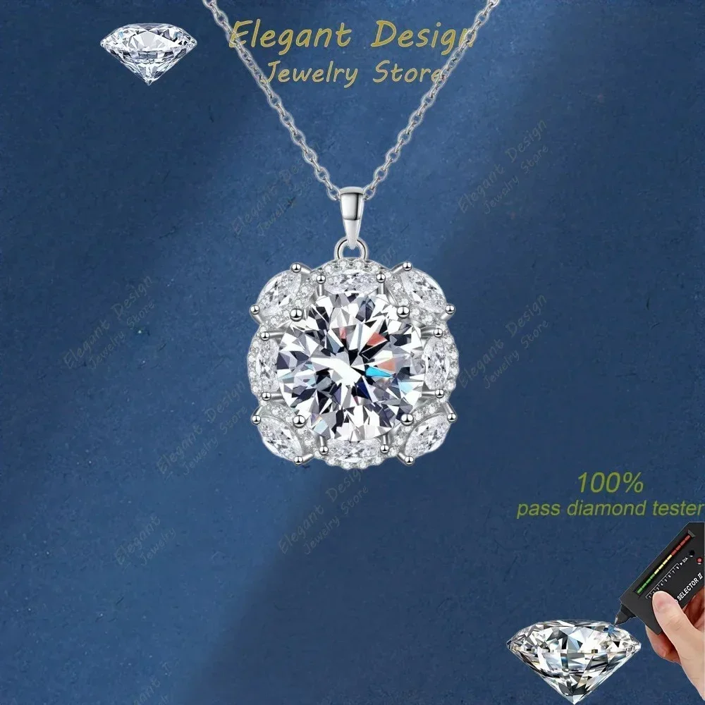 Elegant-Design PT950 Platinum Luxury Moissanite Pendant 10 Carat Necklaces Women Daughter Wedding Party Charm Fine Jewelry