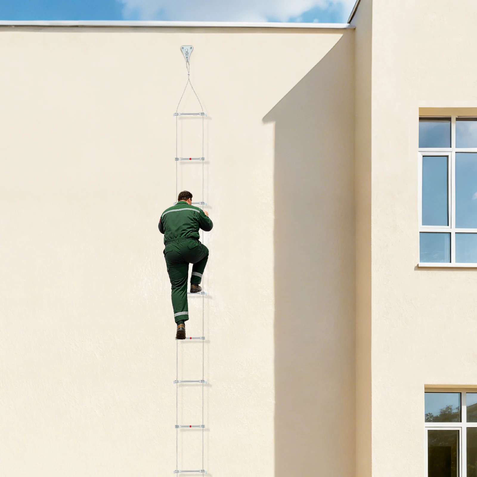 Image of 5 m/10 m/15 m Drahtseilleiter, Feuerleiter, Seilleiter, Hochhaus-Rettungstechnik, Kletterleiter, Tragfähigkeit 200 kg