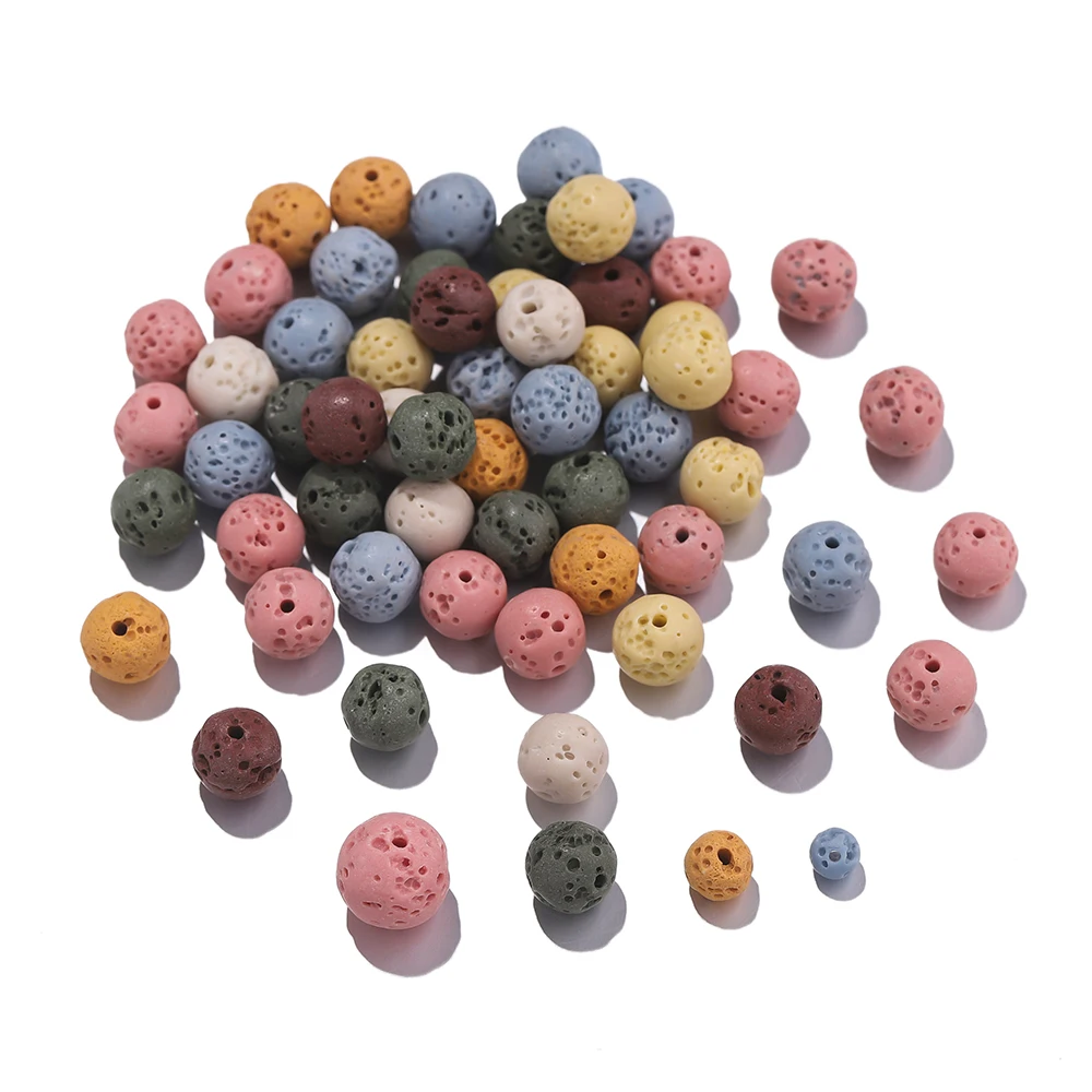 

5/10pcs Lava Gemstones Natural Stone Beads 4/6/8/10mm Round Spacer Beads for DIY Earrings Necklaces Jewelry Making Findings