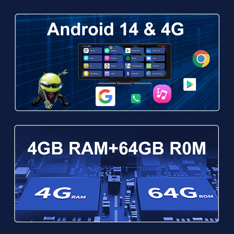 11.4 Inch Android 14.0 4G Dash Cam 4+64G ADAS 5G WiFi Car DVR GPS BT FM 24H Parking Monitor Rearview Mirror Video Recorder