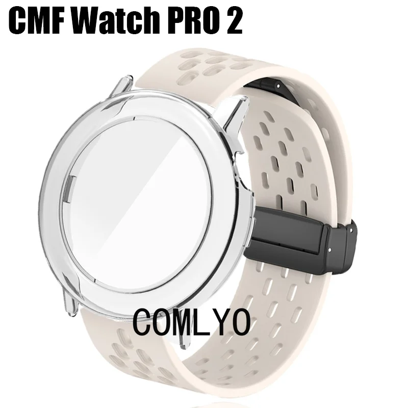 For CMF by Nothing Watch Pro 2 Case + Strap Smart Watch Protective Bumper Cover Cases Silicone Soft Sports Band