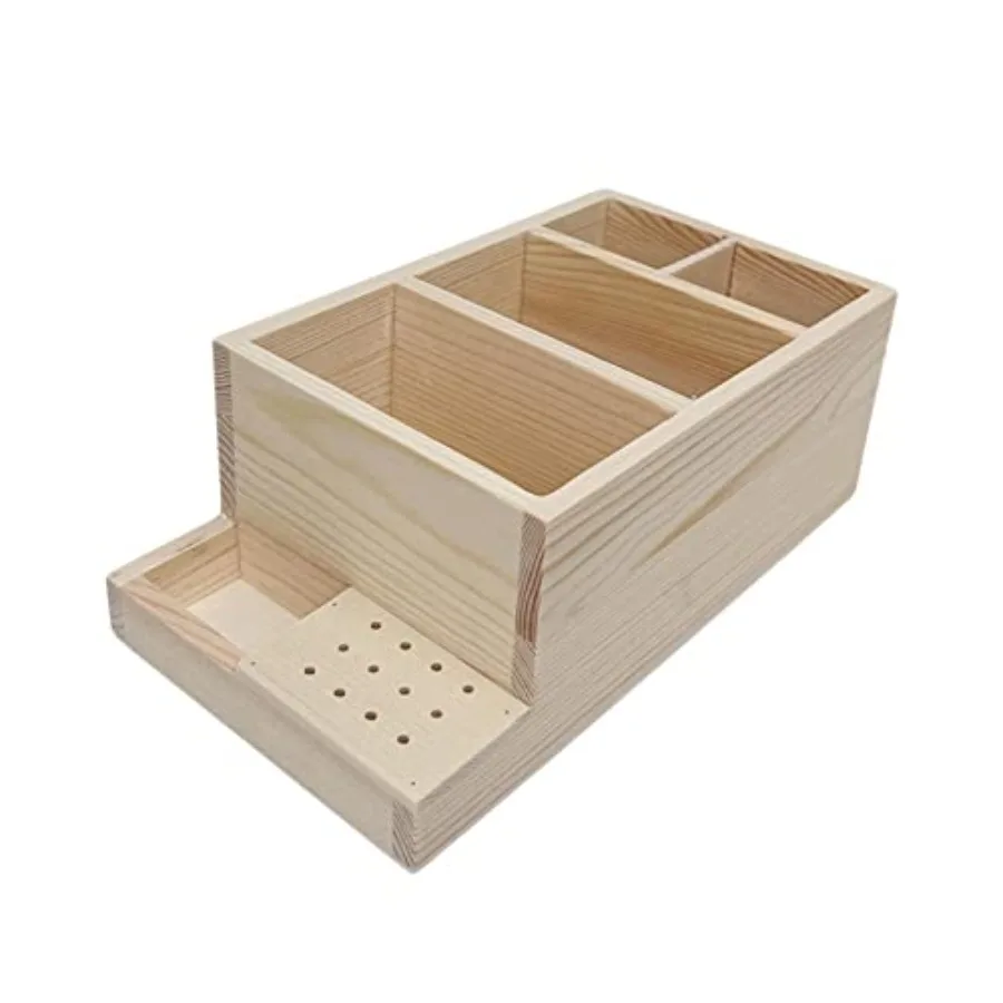 

Wood Nail Drill Machine and Bits Holder Stand Display Box Accessory Storage for Makeup Brushes Eyebrow Container with Practical