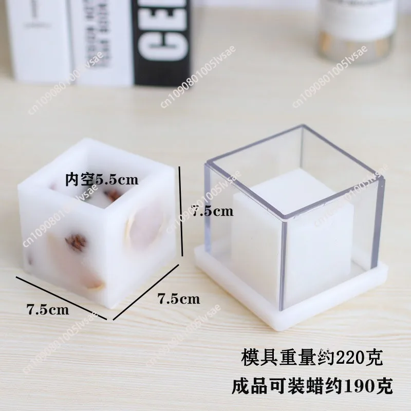 High Quality Plastic Hollow Center Square Cube Candle Making Mold Soap Mould Handmade Aromatherapy Scented Candle Making Tools