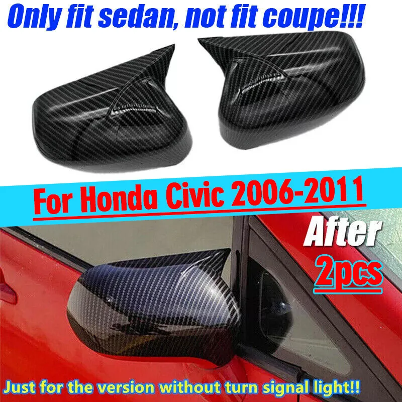 

2Pcs Carbon Fiber Car Door Wing Mirror Cover Cap Set For Honda Civic 2006-2011