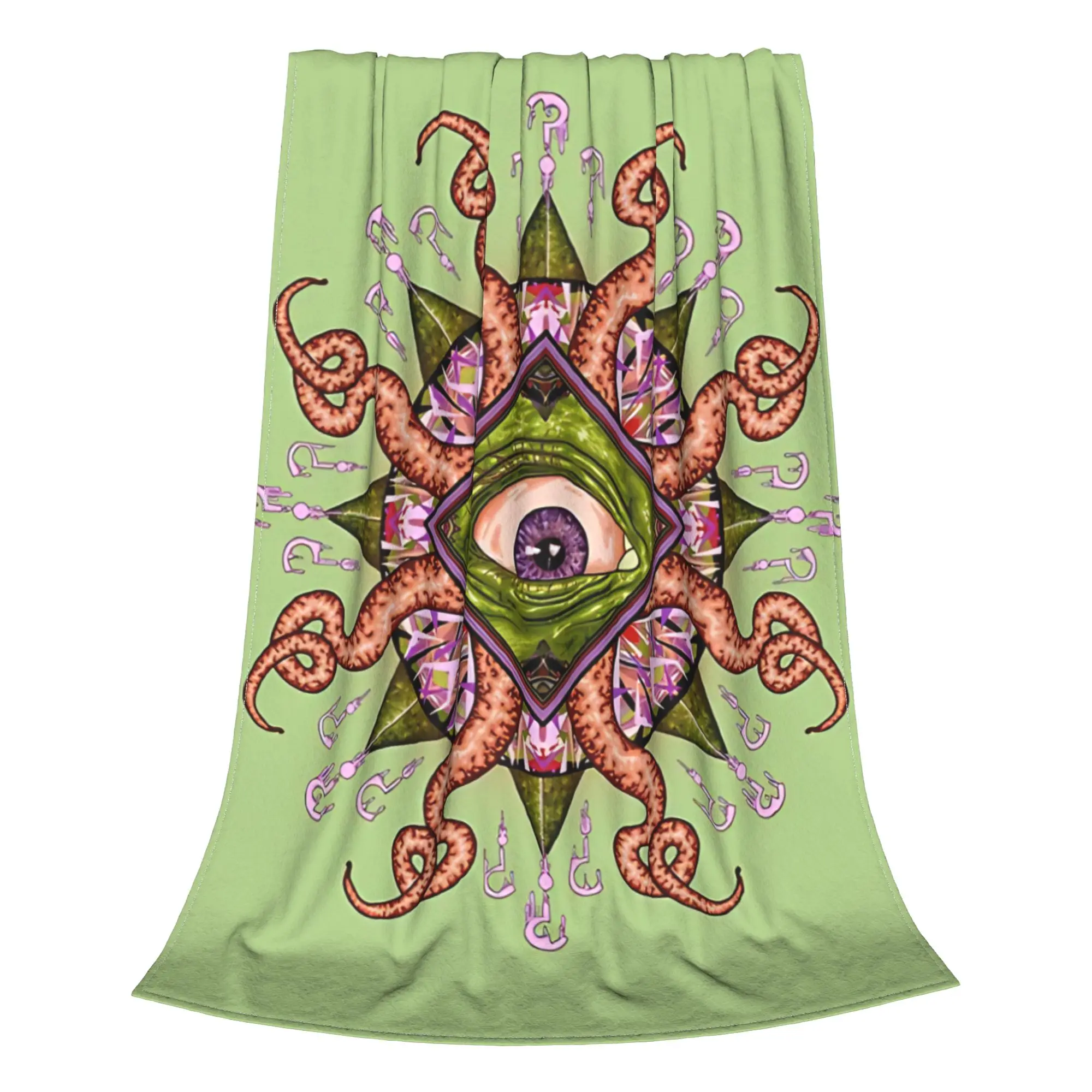 1PC Home Cutecore vintage horror sketch  Eye Of Cthulhu Blanket Super Cosy Plush Home Living Room Sofa Halloween