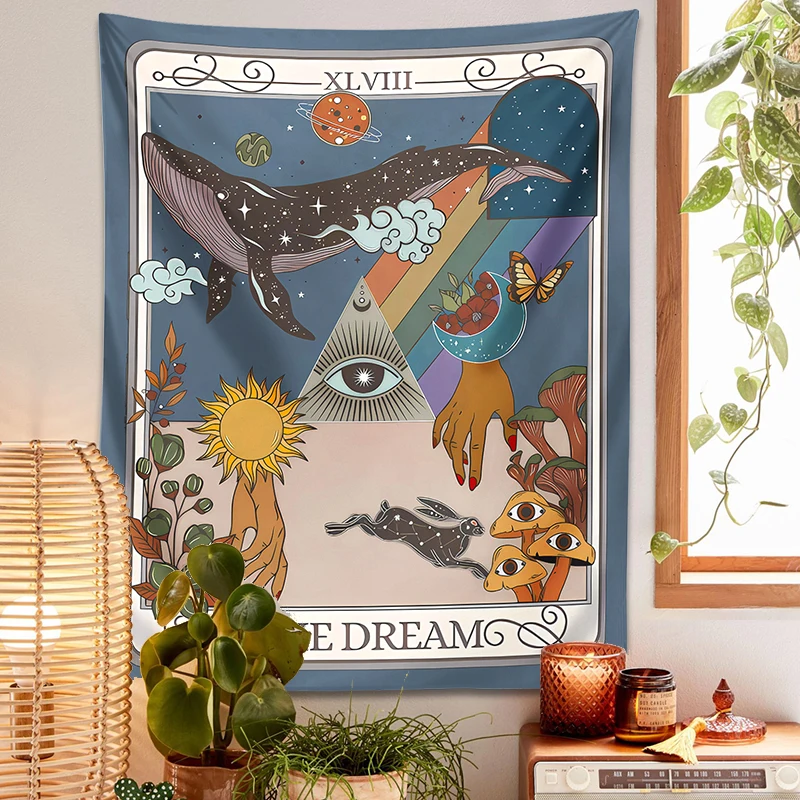 The Dream Tarot Tapestry Wall Hanging Trippy Mystical Witchy Magical Dreamscape Tarot Lover Aesthetic Hippie Dorm Art Home Decor