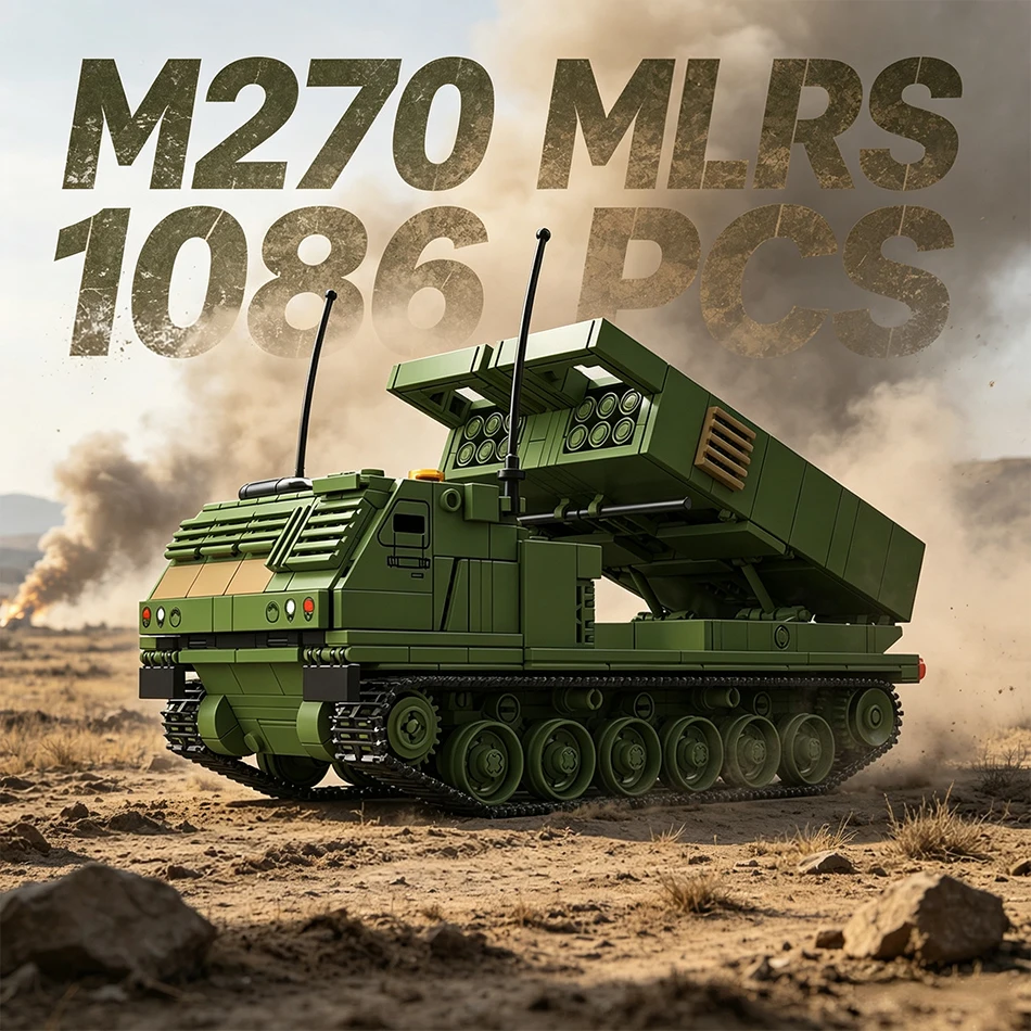 1086Pcs MOC Military US Army M270-MLRS Model Building Blocks World War Armored Multiple Launch Rocket System Bricks Toys Gifts
