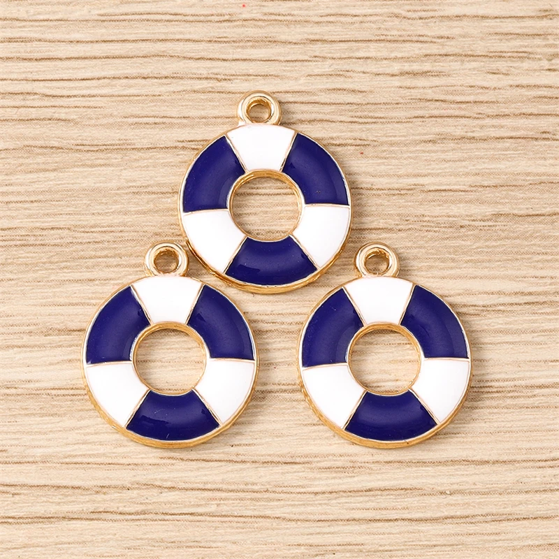 10 Stück 15 x 18 mm niedliche bunte Emaille-Schwimmring-Charms-Anhänger für Schmuckherstellung, Ohrringe, Halsketten, Armbänder, DIY-Bastelbedarf – Detail 7