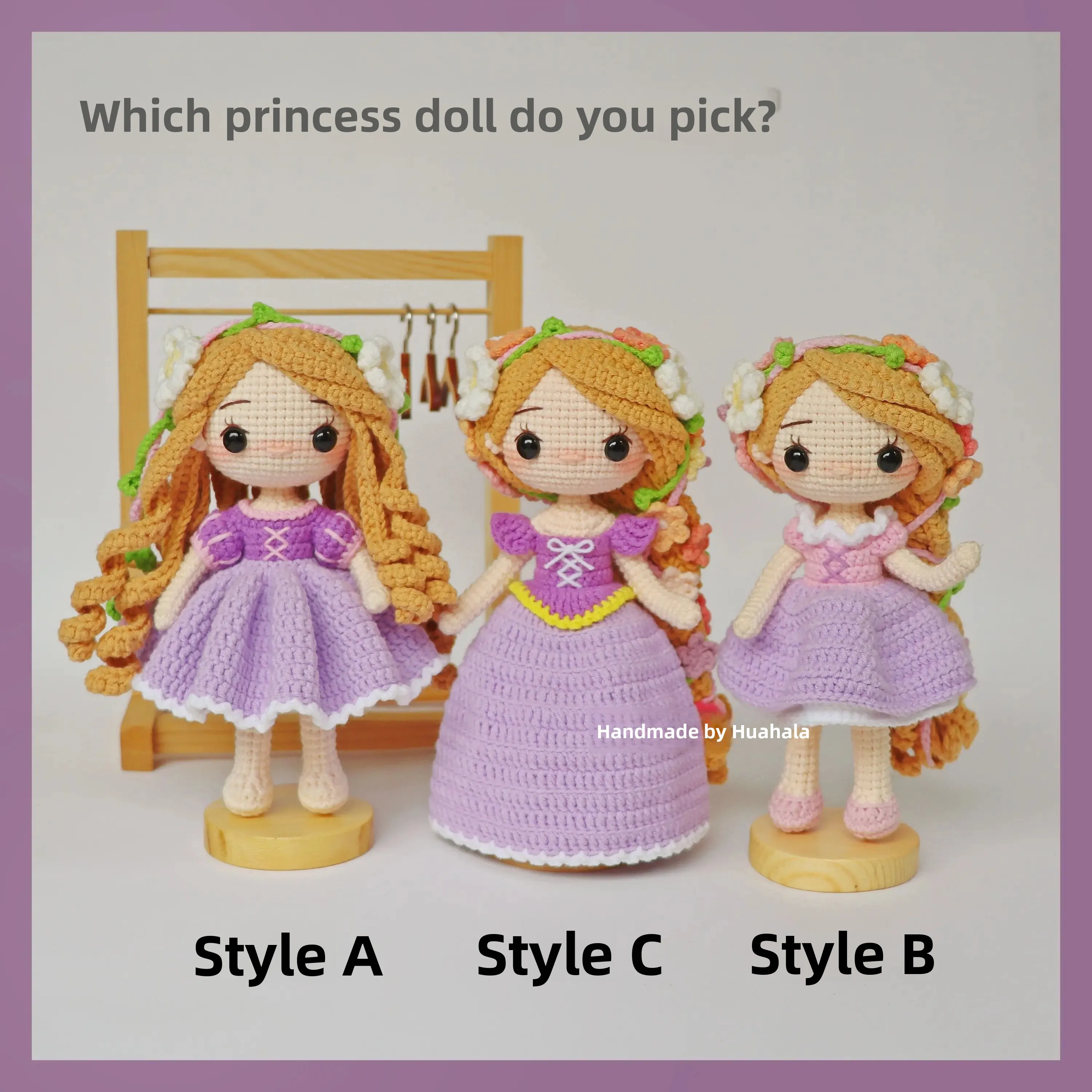 プリンセス・ラプンツェル-diyかぎ針編み人形素材キット-初心者向け-かぎ針-毛糸-おもちゃキット-手作りクラフト-ギフトボックス-中細毛糸