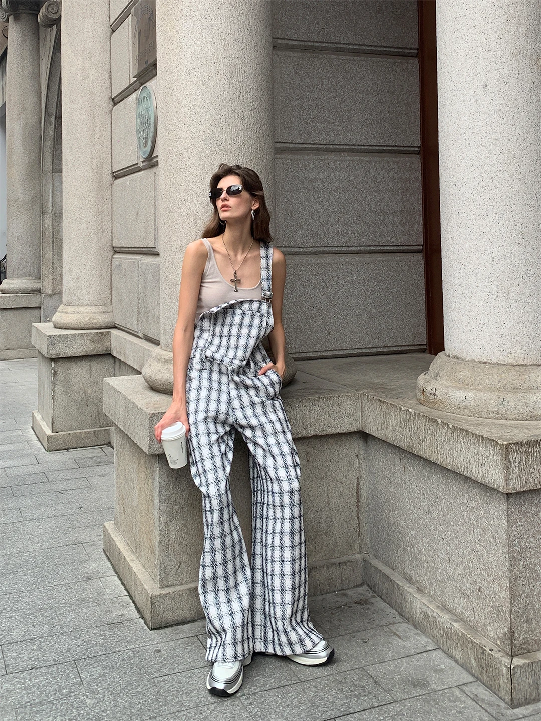 

Женский комбинезон Luna7xi в стиле ретро с клетчатым узором, новая осенняя коллекция, повседневный, приталенный, с широкими штанинами, удобный, прямого кроя, со средней талией, длинный комбинезон-брюки