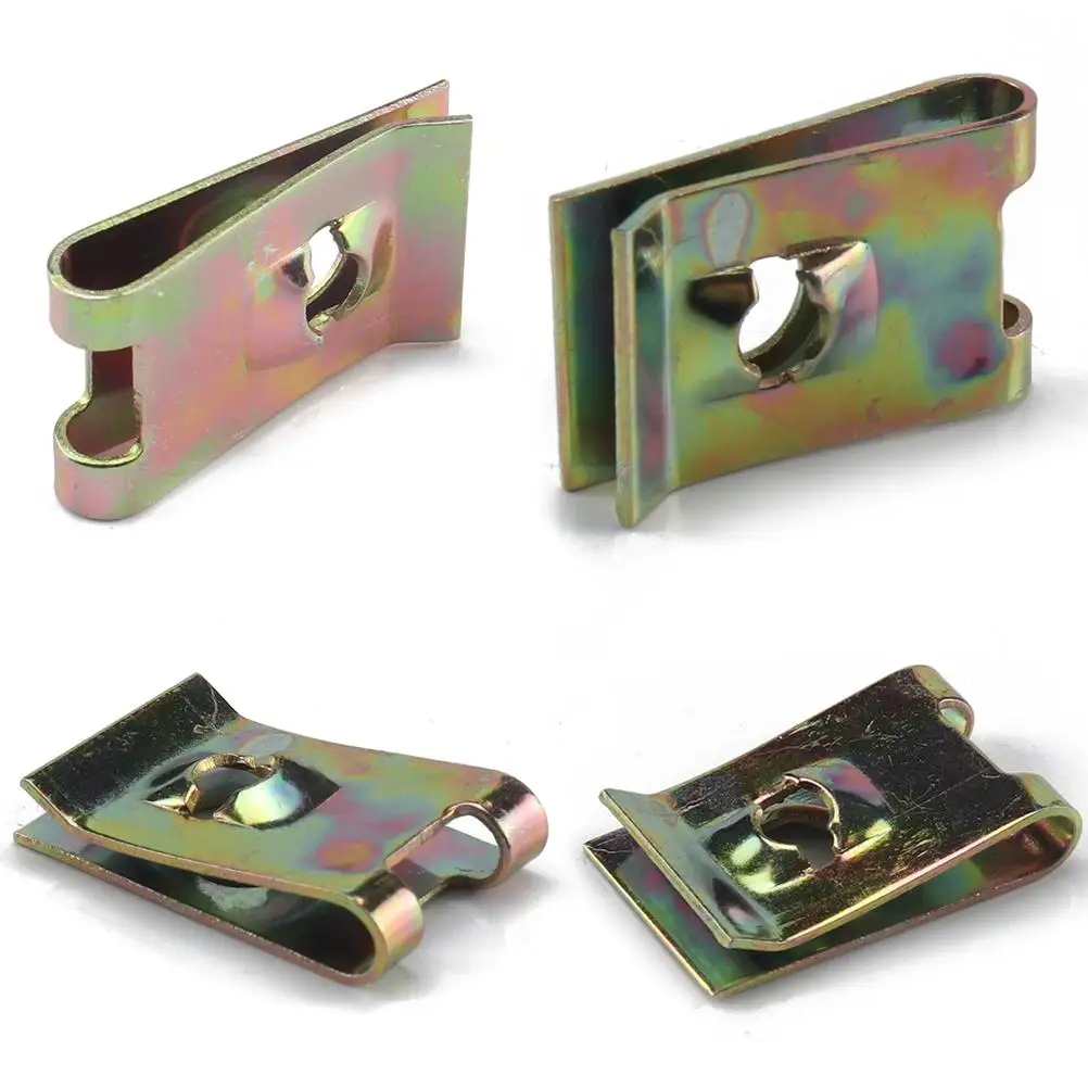 

80 Pcs U Shaped Spring Nut Zinc Plated Clip Fastener Car Motorcycle Trim Panel Decorative Plastic Reinforced Securing Dashboard