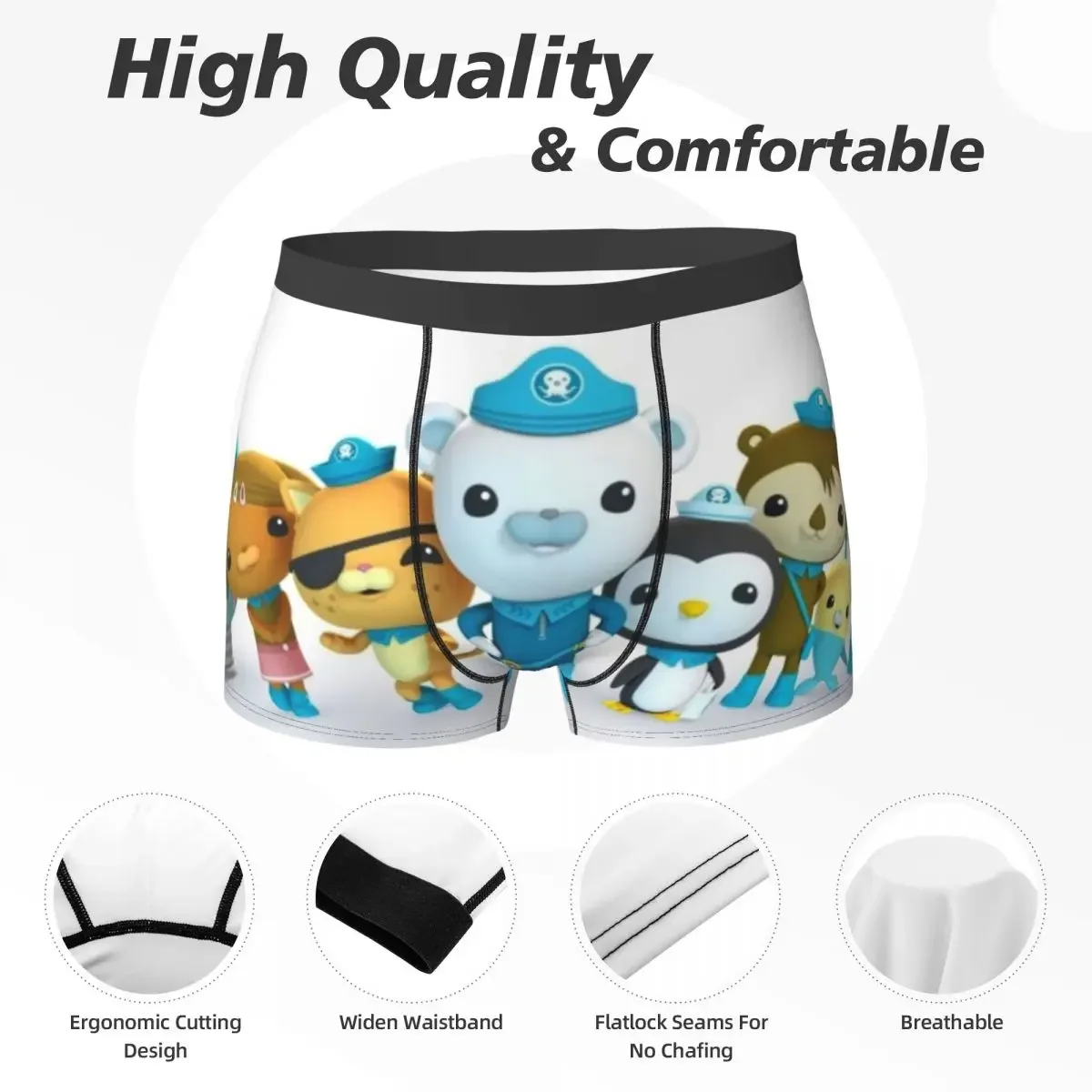 Boxer Underpants Shorts Cbeebies Octonauts Design Panties Men's Ventilate Underwear for Homme Man Boyfriend Gifts