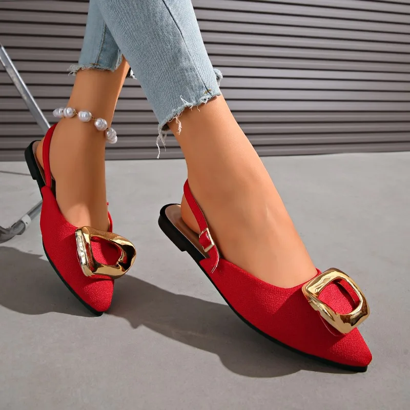 أحذية نسائية مسطحة موضة أشار تو الضحلة الانزلاق على المتسكعون أنيقة 2025 الصيف Slingback رقيقة منتصف كعب فستان البغال أحذية رياضية #1