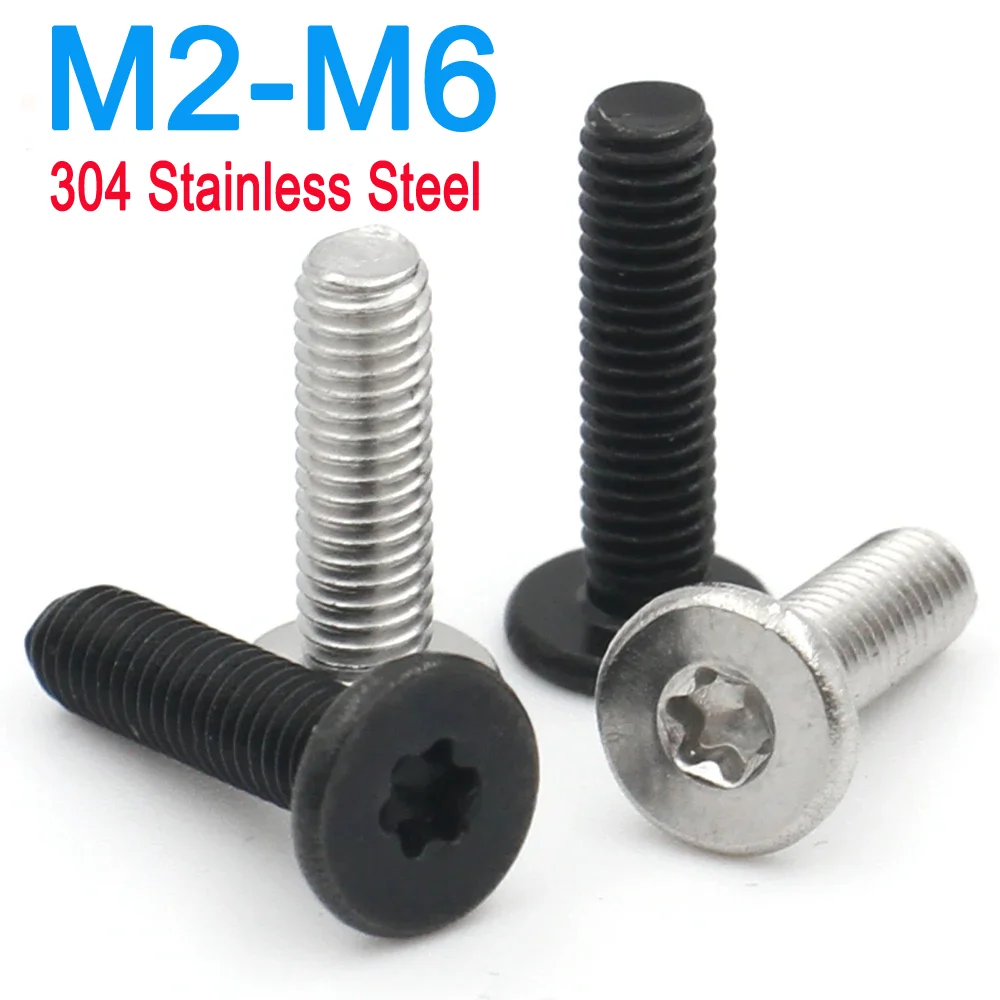 

M2 M2.5 M3 M4 M5 M6 Black Zinc-Plated A2-70 304 Stainless Steel Torx Six-Lobe Ultra Thin Flat Wafer Head Screw Bolt 10/20/50pcs