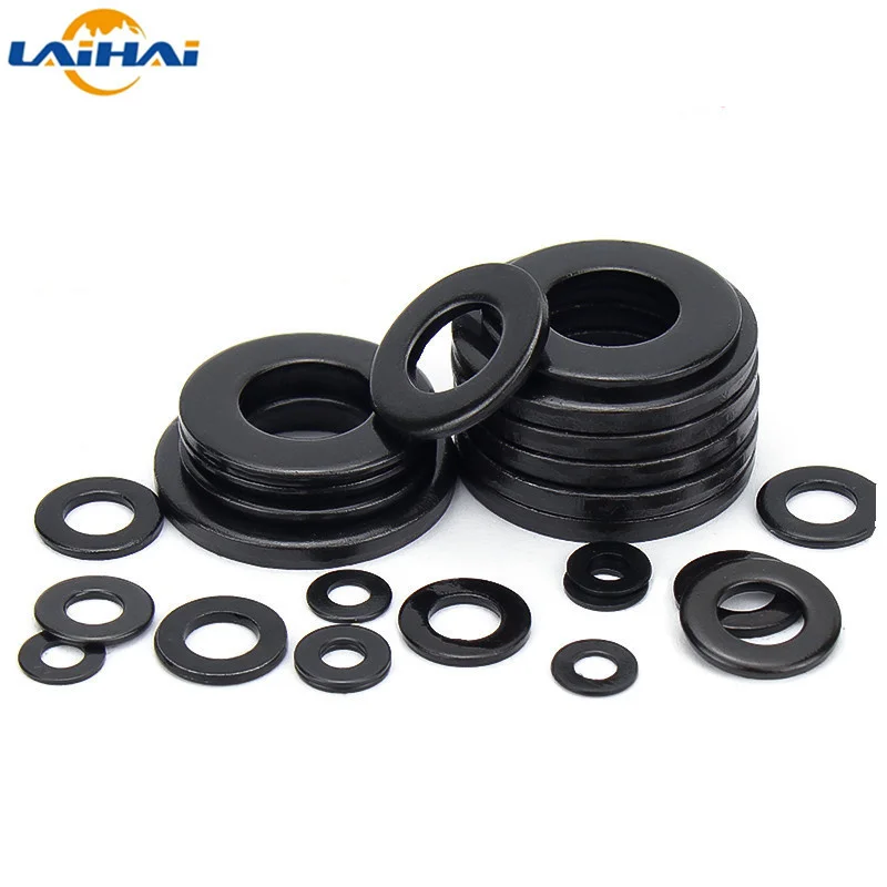 

Wholesale Big Quantity Black Flat Washer 30-31000pcs Carbon Steel Gasket Ring M2-M30