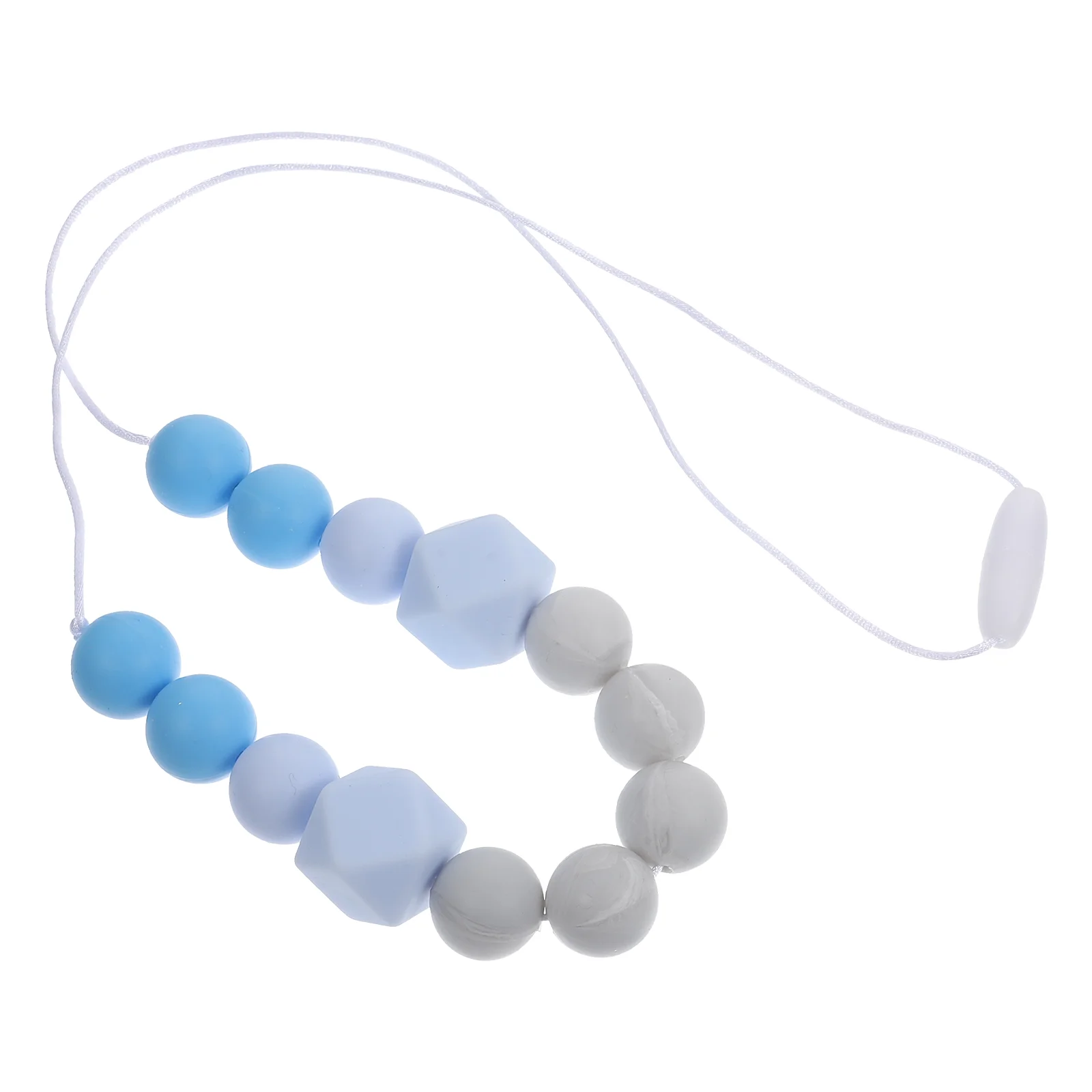 Contrast Color Necklace Chew Baby Teether Toy Breast-feeding Sky-blue Silica Gel