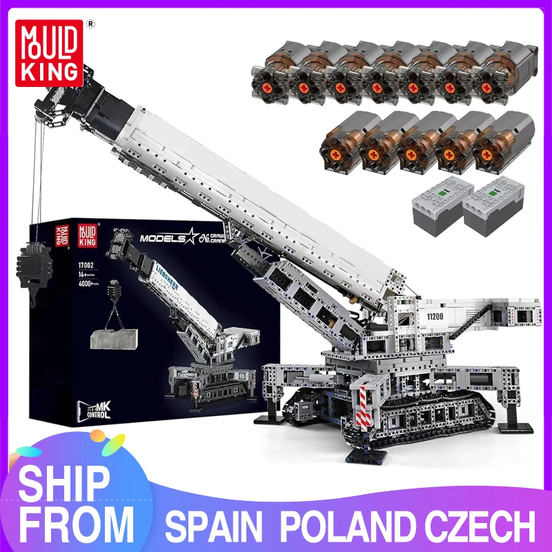 

MOLD KING 17002 LTM11200 Технический гусеничный кран с дистанционным управлением Строительные блоки Инженерный экскаватор Игрушечный набор для детей