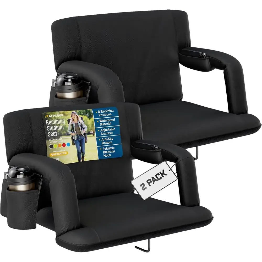 

Удобное сиденье для стадиона с подушкой, поддержкой спины, подлокотниками и боковыми карманами для кемпинга и мероприятий на открытом воздухе