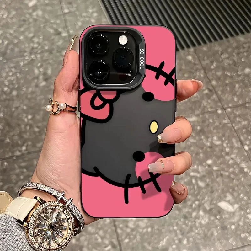 

Kawaii Pink Hellos Kitty Face Bow Phone Case For Samsung S25 S24 S23 S22 S21 Plus FE Ultra A36 A55 A35 A25 A34 A54 A53 A52 Cover