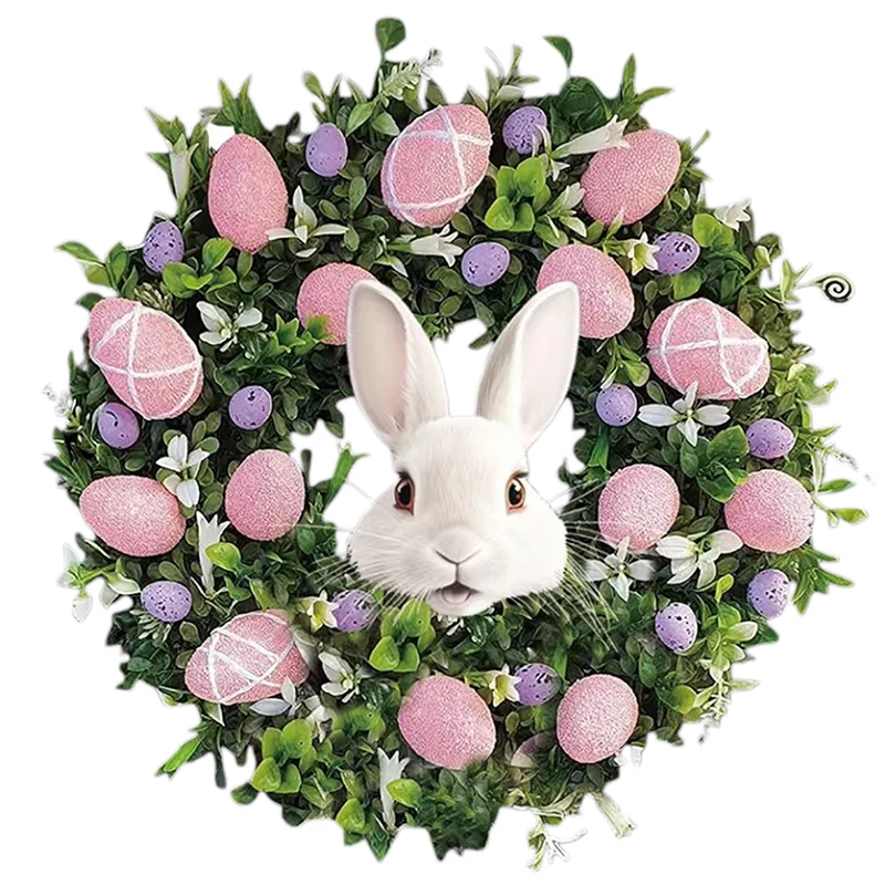 Easter Wreath Decorations Hanging Rabbit Simulated Branches Wild Fruits Realistic Natural Door Windows Walls Ornaments