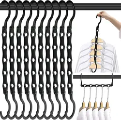 Sturdy Cascading Hangers with 5 Holes for Heavy Clothes, Closet Organizers and Storage, College Dorm Room Essentials 10 Pack