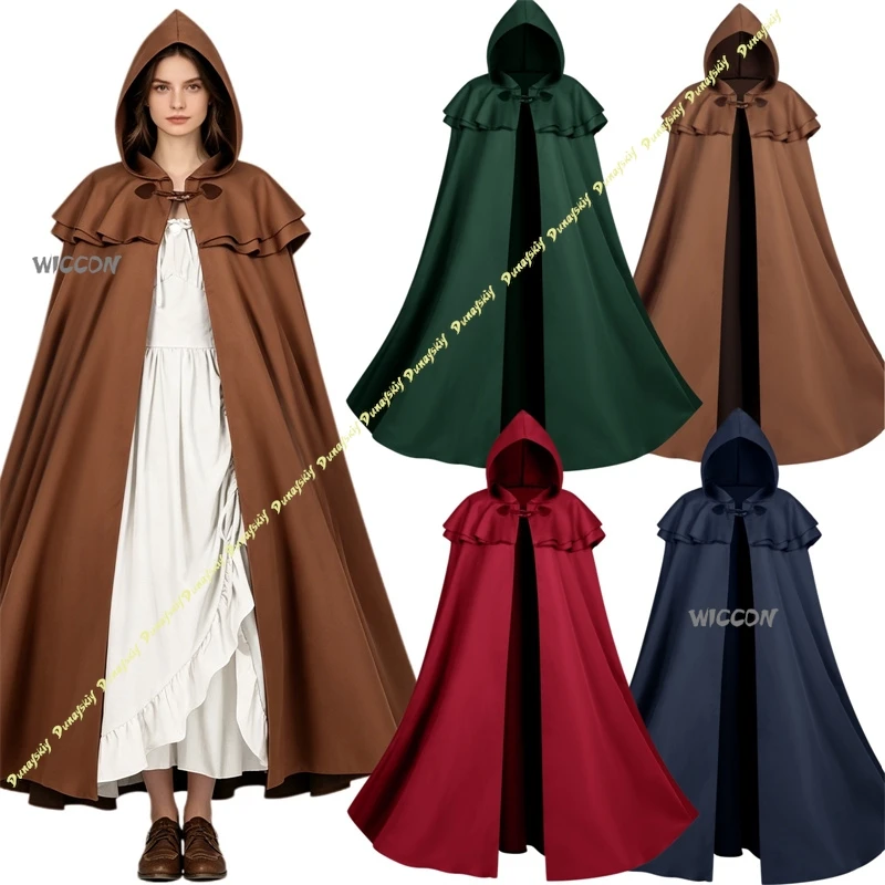 

Medieval Renaissance Hooded Cloak Men Women Adult Viking Style Cape Retro Outdoor Stage Performance Cosplay Costume