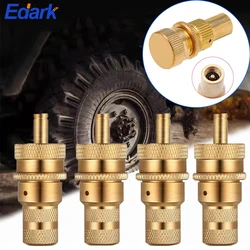 1/4 adet evrensel Offroad pirinç lastik deflatörler kiti otomatik 6-30psi lastik basınç tahliye vanası deflatörler hava alma vana kapakları