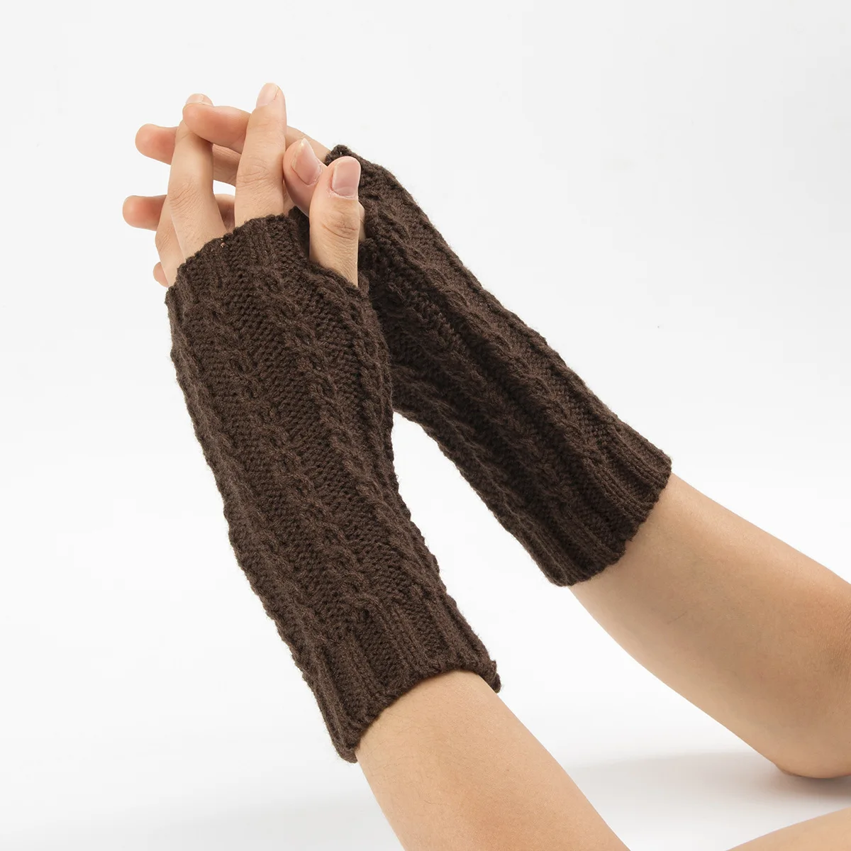 

Unisex Winter Half Palm Glove Women Men Soft Warm Braided Knit Fingerless Wrist Glove Arm Warmer Home Office Autumn Mitten