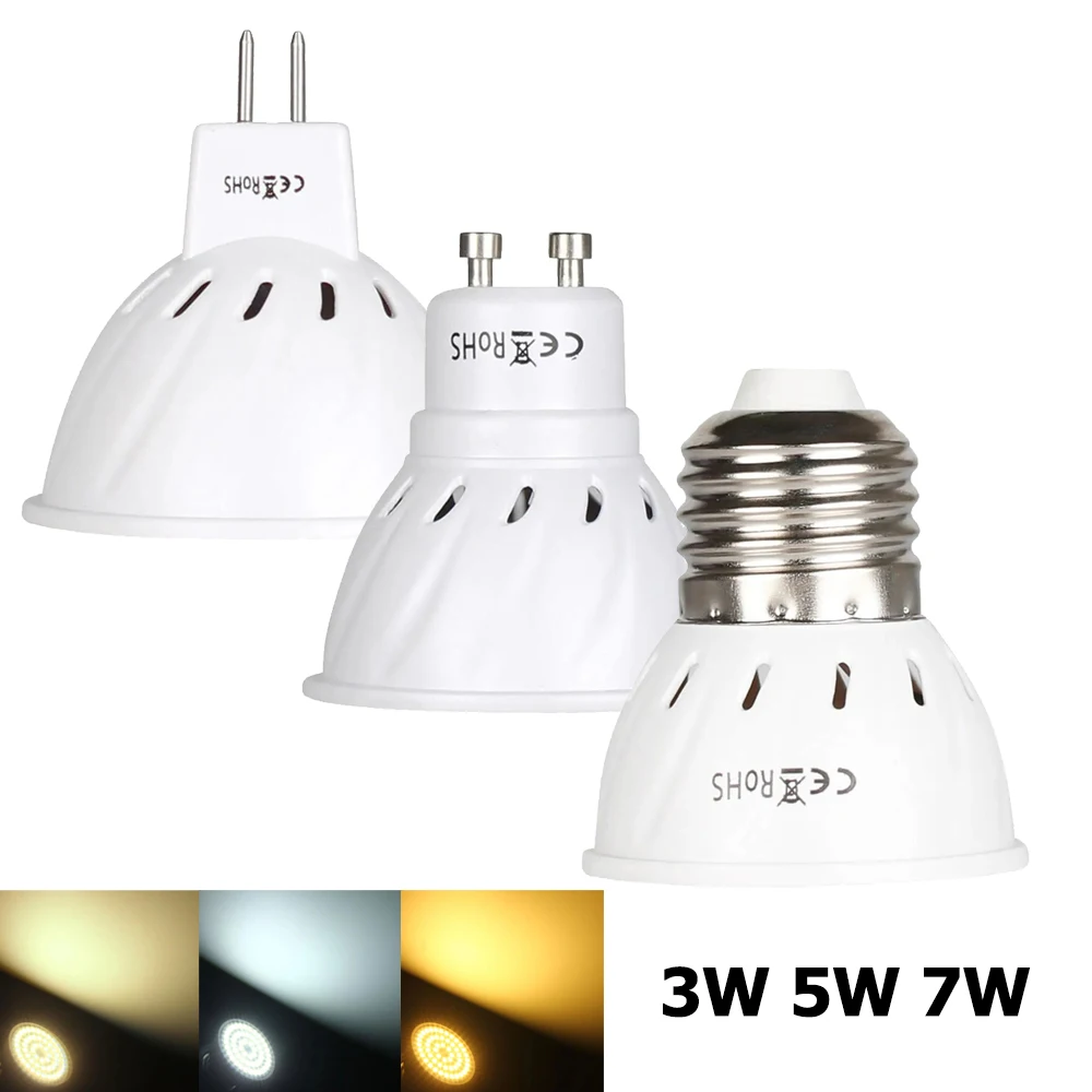 LED Spotlight Bulbs 3W 5W 7W Lights Lamp for E27 GU10 MR16 110V/220V Decorative Bulbs Energy-saving Downlight 45° Lighting