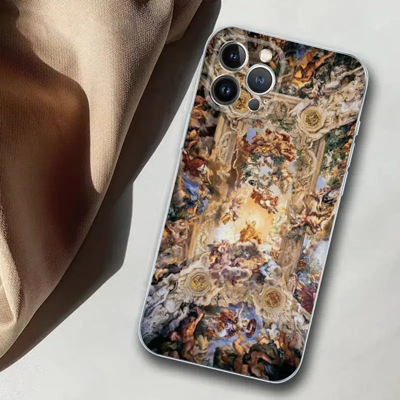 Fresco Michelangelo Creation of Adam Phone Case For iPhone 14 13 12 Mini 11 Pro XS Max X XR SE 6 7 8 Plus Soft Silicone Cover