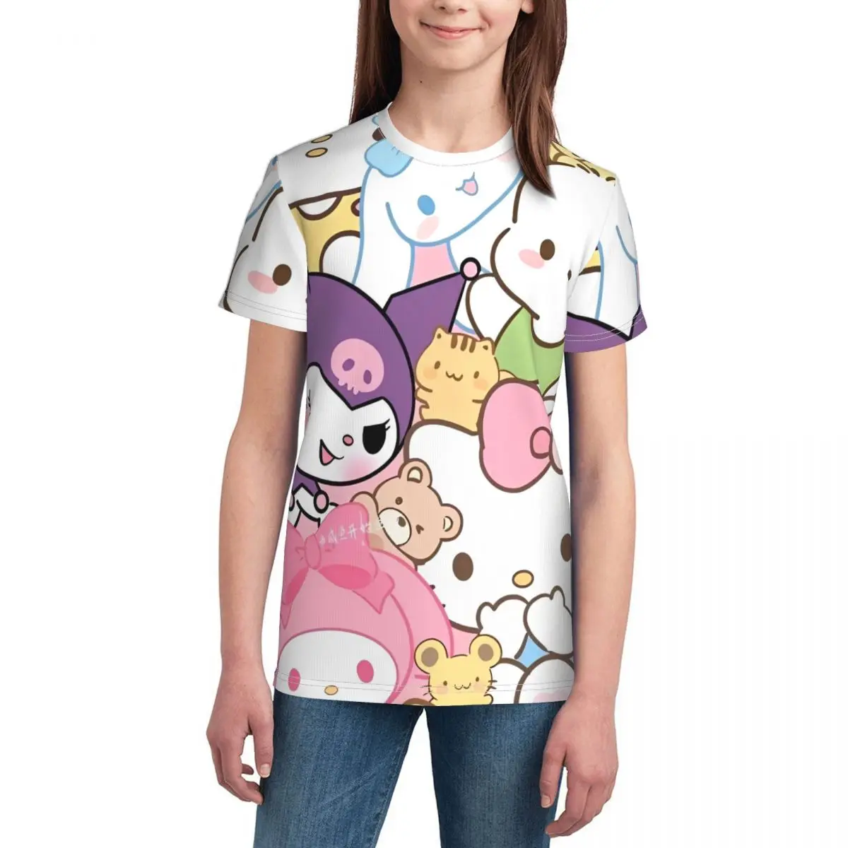 Camiseta cómoda y suave con estampado de Hello Kitty Friend, camisetas de tendencia keyword1, camisetas bonitas para niños, camisetas de verano