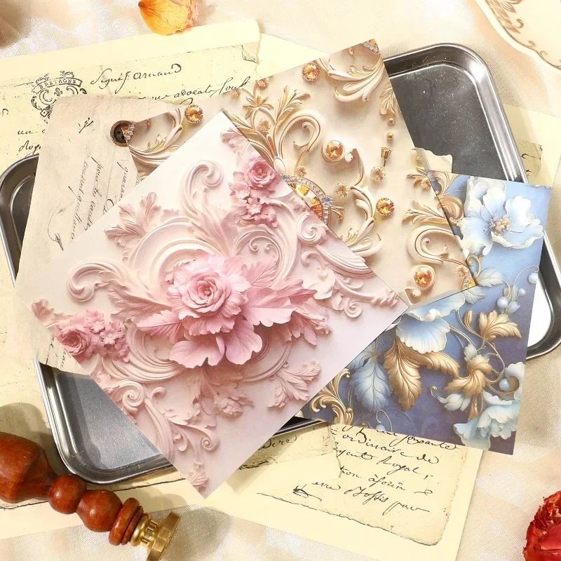 15Sheets Elegant Baroque Vintage Elegant Collage Material Paper Gorgeous Writing Handbook Scrapbooking Cut  161*136mm