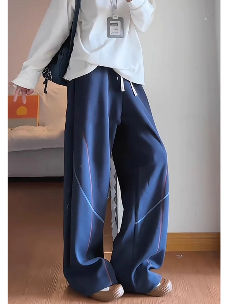 

Мужские повседневные брюки свободного кроя для осеннего сезона, широкие, струящиеся, с боковыми полосками, удобные спортивные брюки для отдыха