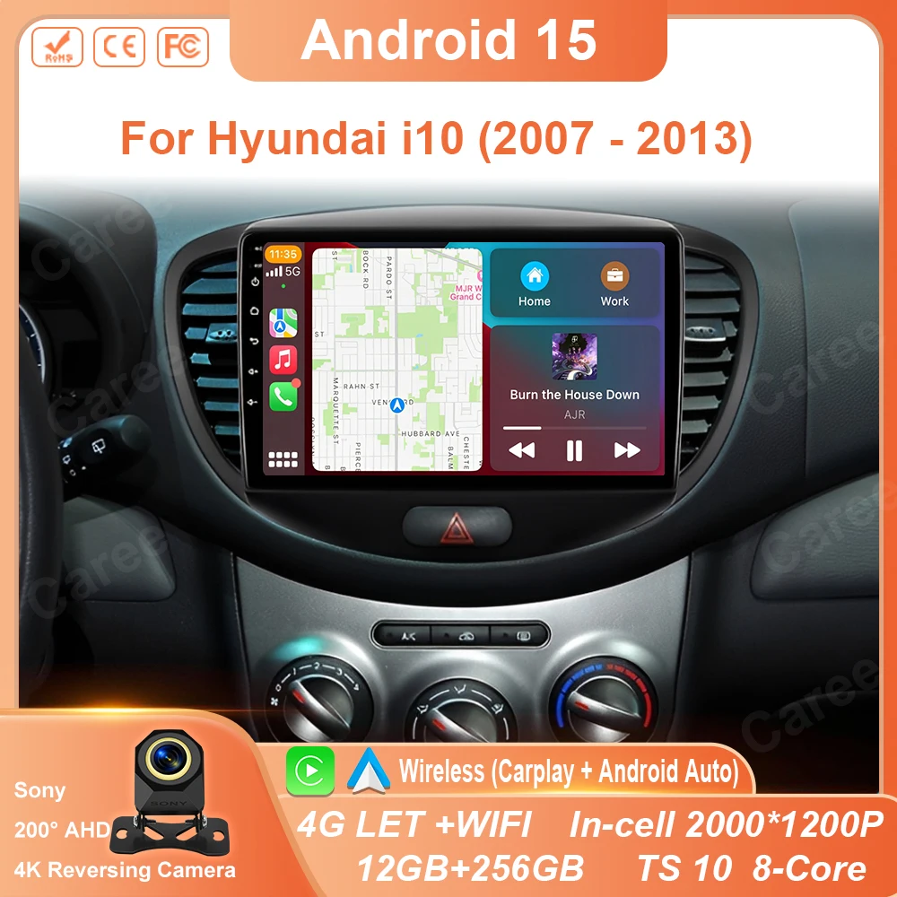 

Car Radio For Hyundai i10 2007 2008 2009 2010-2013 Stereo Multimedia Player Android 15 WIFI 4G GPS Navigation Carplay NIO 2din