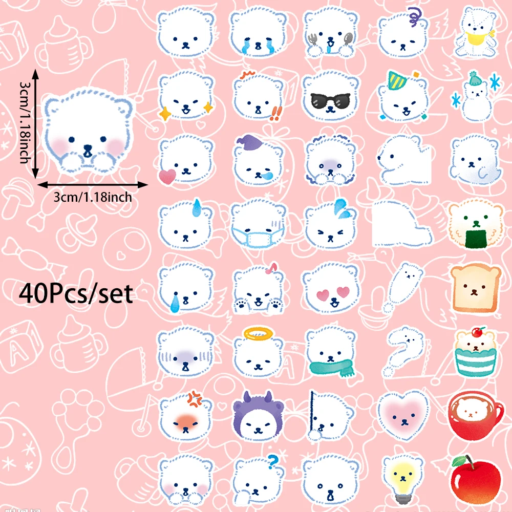 40pcs Polar Bear Stickers Can Be Used To Decorate Party Desktops,Mobile Phone Cases,Cabinets,Drinking Glasses, Etc., Party Gifts view 6