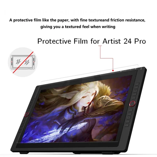 Imagen 2 del producto Película protectora para Monitor de tableta gráfica XPPen Artist 24 Pro, Protector de pantalla con sensación de papel para tableta de dibujo gráfico