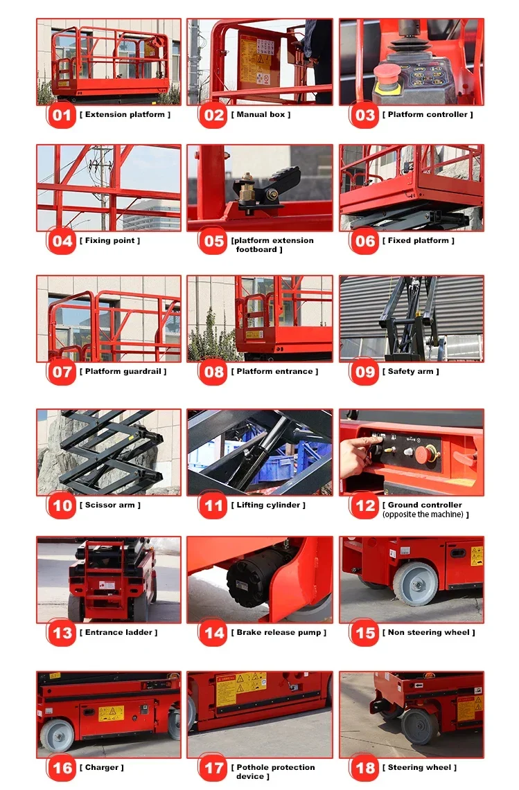 Electric Scissor Lift 4-18m Aerial Skylift 6m 8m 10m 12m 14m Mobile Lifter Scaffolding Electric Hydraulic Scissor Lift