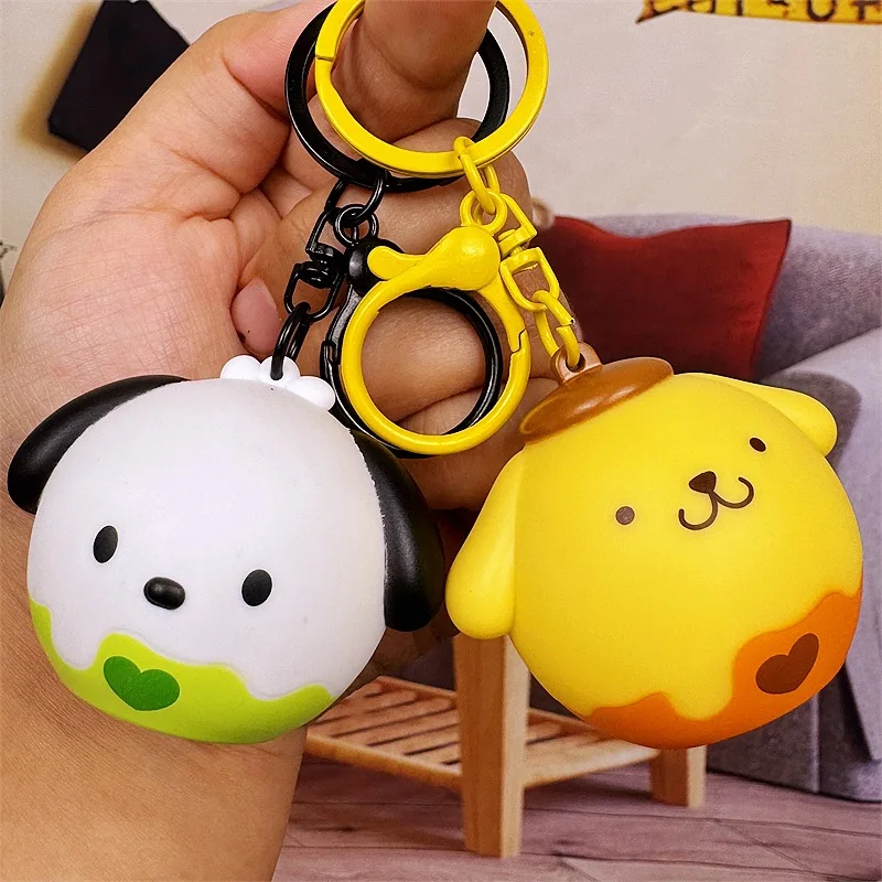 Cinnamoroll Mini Night Light Pendant Melody Kuromi Anime Luminous Cute Cartoon Doll Keychains Bag Key Chain Children Gift Toys