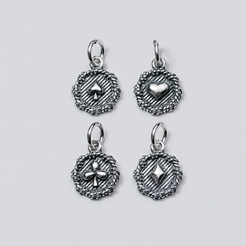 Trustdavis Real 925 Sterling Silver Fashion Sweet Playing CARDS Charm Pendant Handmade DIY Accessories Jewelry Wholesale DZ265
