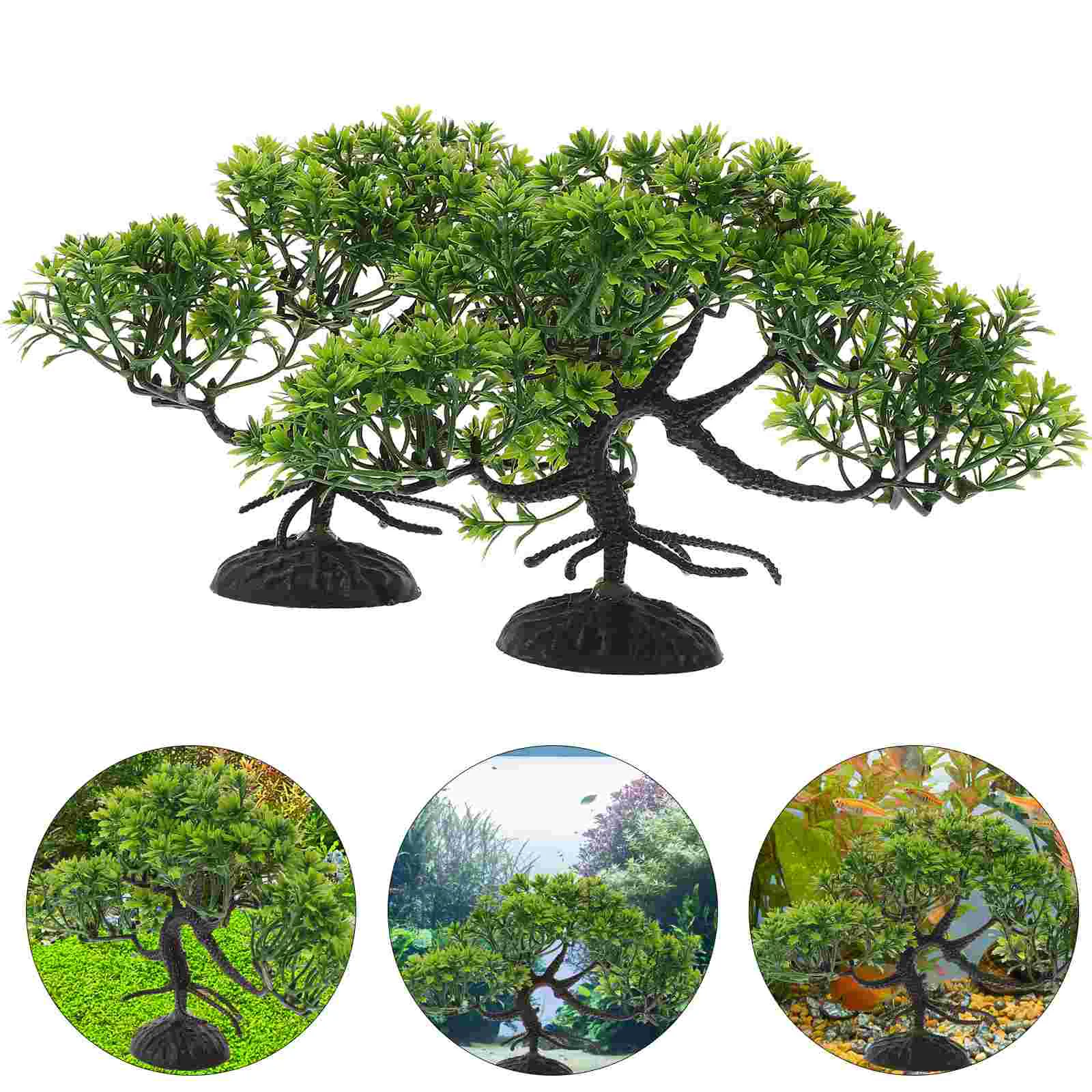 

2 Pcs Aquarium Landscaping Plastic Artificial Plant Decors Fish Tank Plants Realistic For Bonsai Tree Accessories Crawl