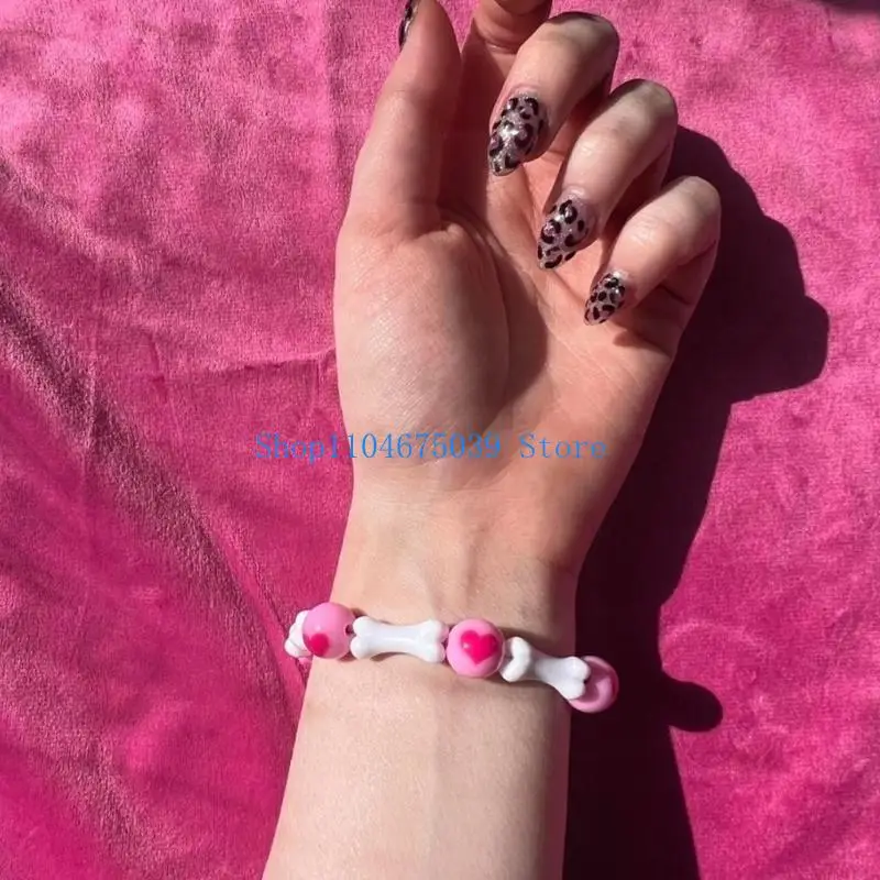 5ASD Love Love Trendy Round Bead Bone Bracelet Wristchain Alemble Length Handchain Associate لعشاق الموضة #5