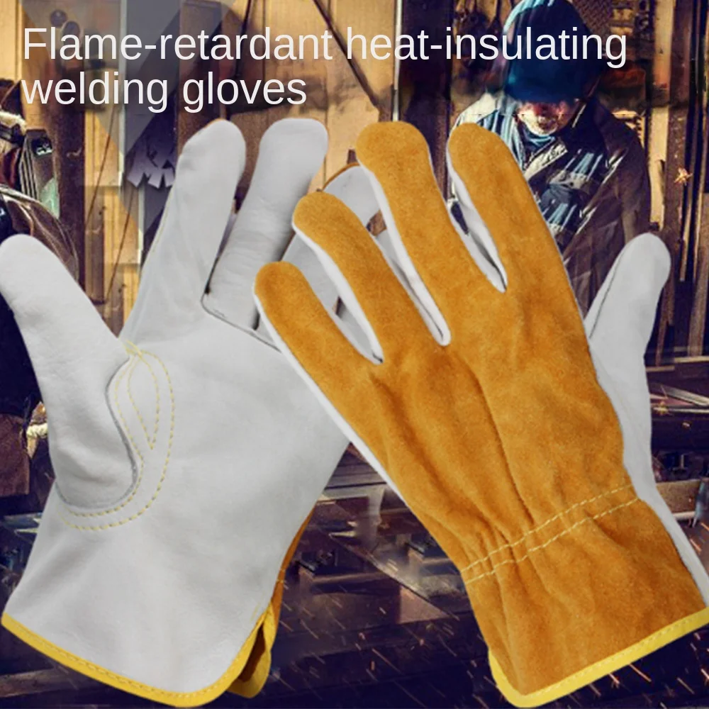 

1 Pair Security Protection Welding Gloves Safety Soft Leather Leather Work Gloves Labor Protection Heat Resistant