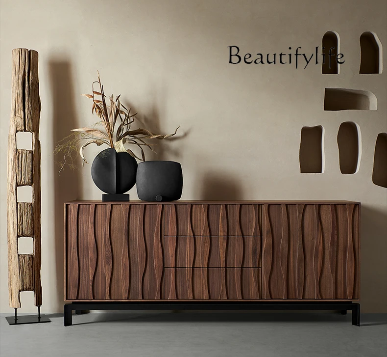 

Modern Side Cabinet Wabi Wind Solid Wood North American Black Walnut Locker Italian Design Sense