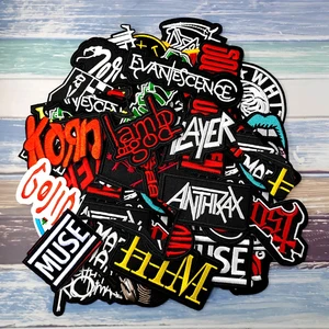 BAND ROCK Parche Musik Patch Besi Lencana Stripes Bordir Bordiran Pakaian Stiker AA010 10 patch musik penjualan terbaik - №