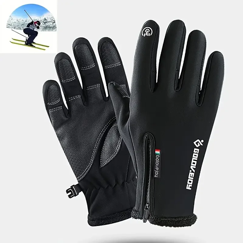 

Outdoor Mittens Autumn Winter Motorcycle Waterproof Touch Screen Warm Gloves Sports Riding Wind-proof Zipper Skiing Gloves black