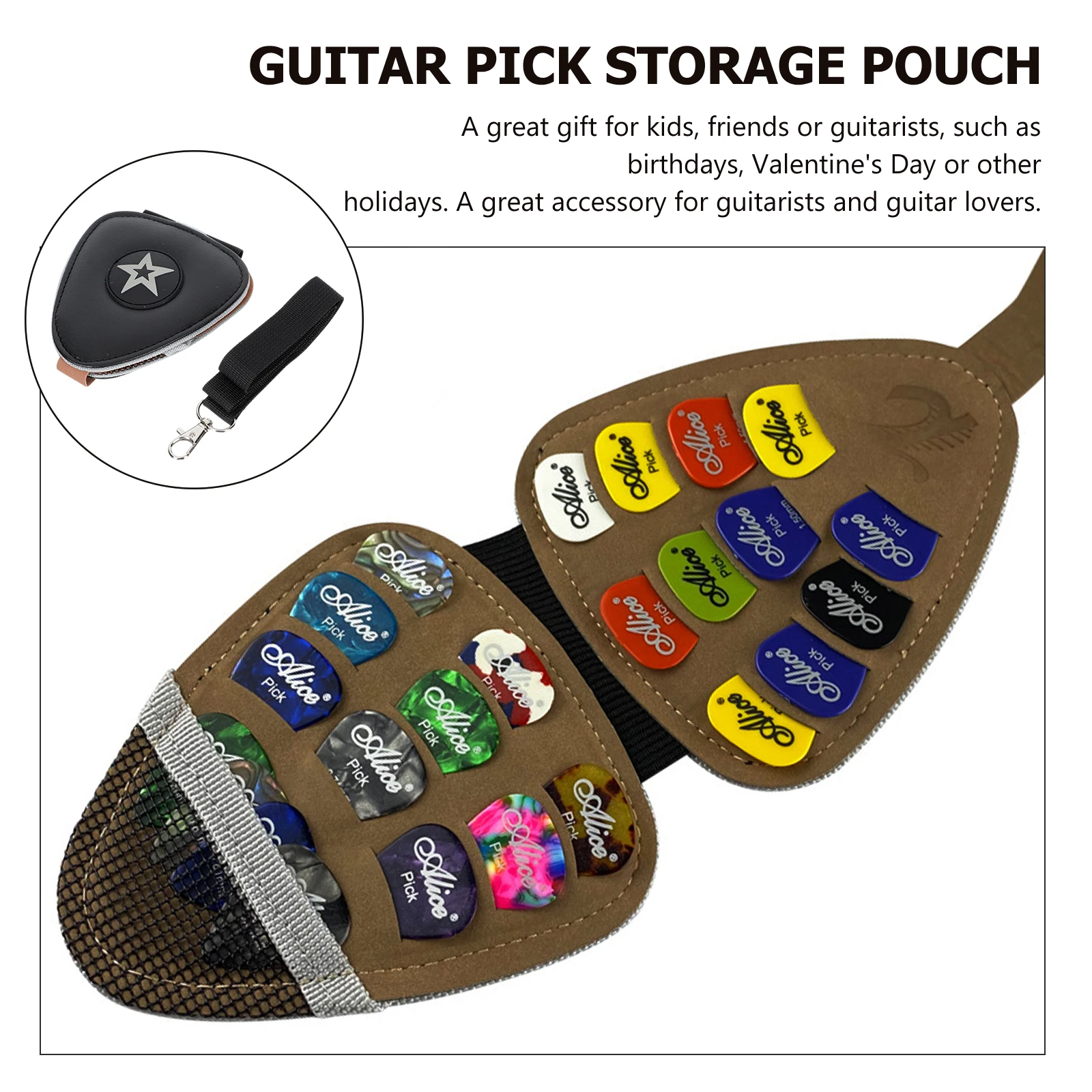 

Guitar Pick Case Bag Plectrum Holder Storage Organizer Pouch Box Container Accessory Wallet Black
