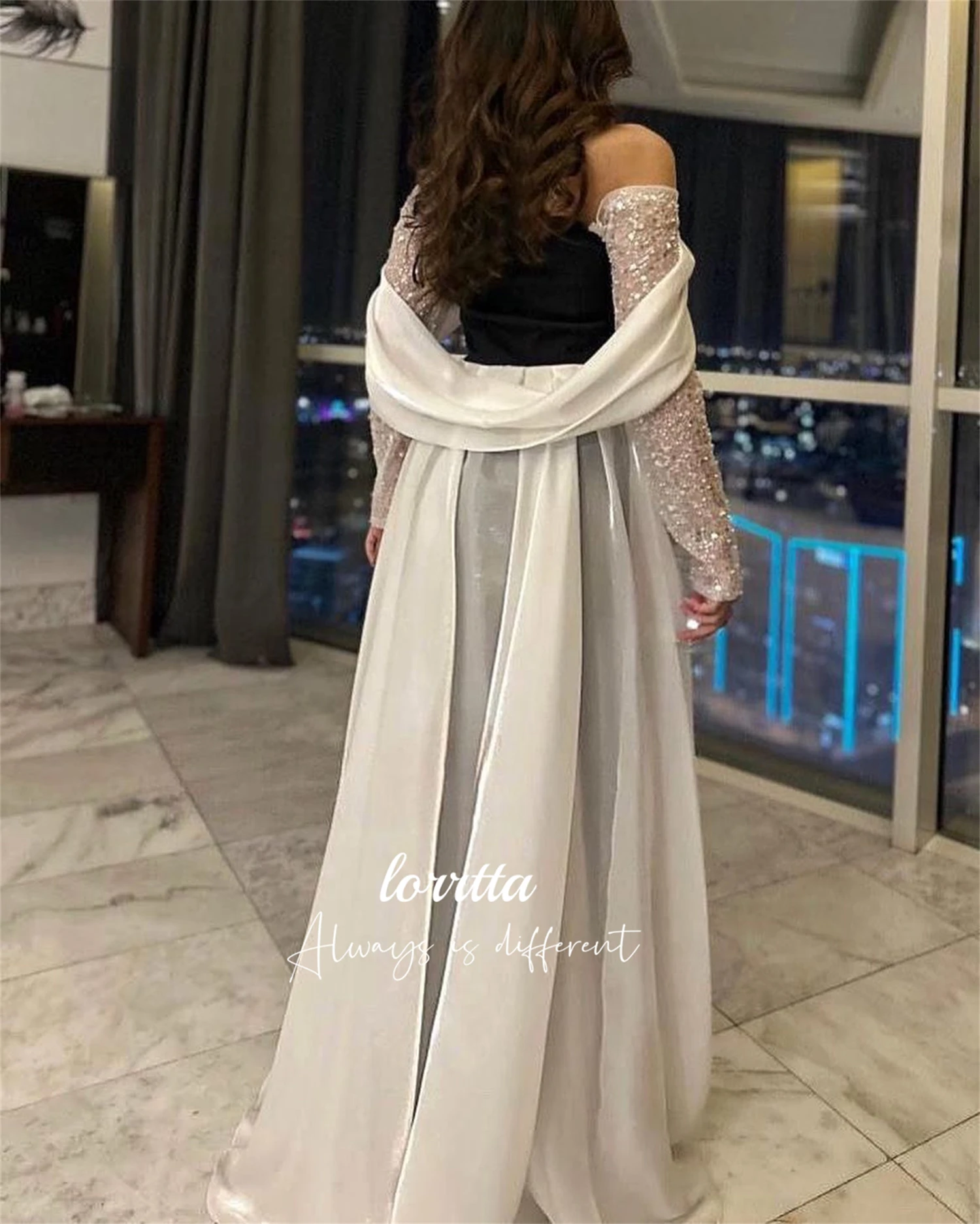 Lorrtta Long Sleeves Elegant Evening Dress Graduation Dresses Woman Robe De Soiree Femmes Party Prom Wedding Formal Occasions