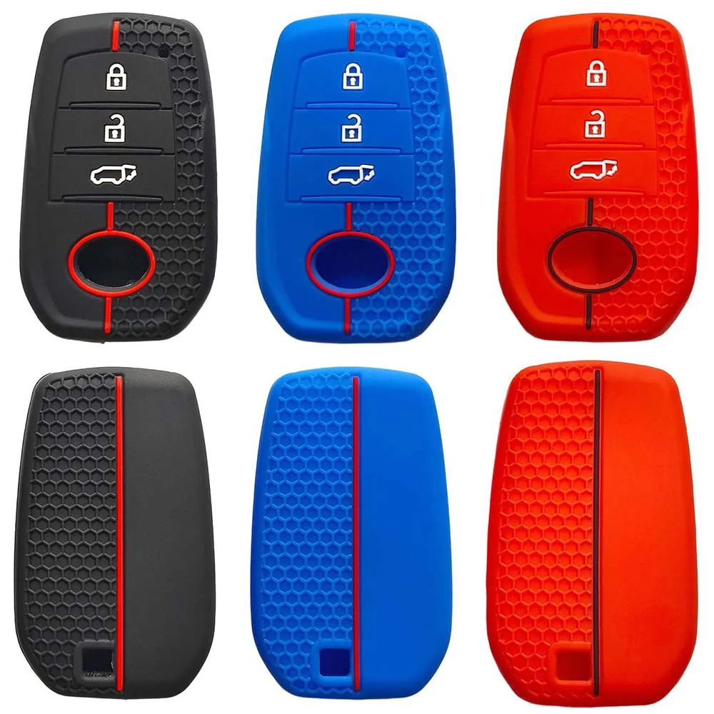 3 Buttons Silicone Car Key Holder Shell Case Cover Keychain for Toyota Corolla Hatchback Yaris Cross Hilux LC200 LC250 LC300